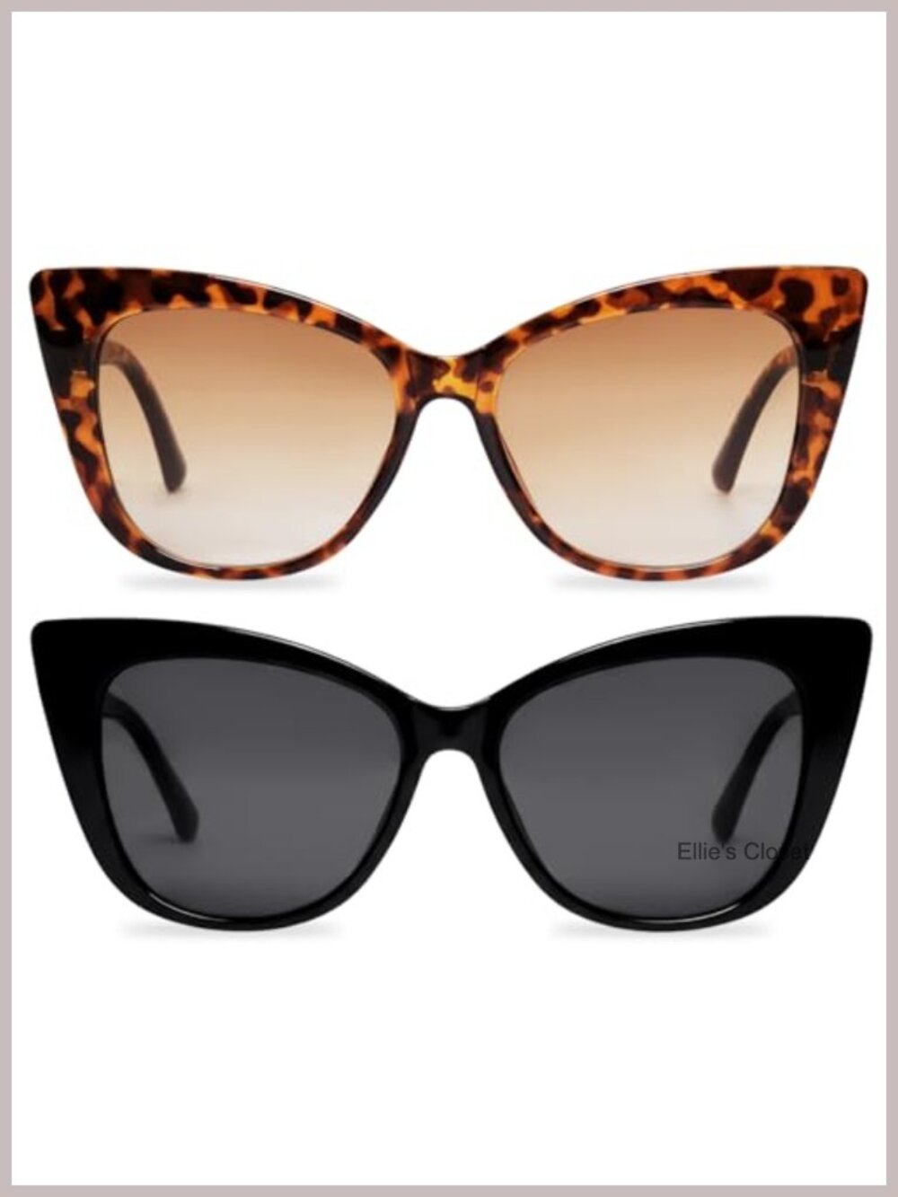 2 Pc Cat Eye Sunglasses Women Retro Vintage Square Frame UV Protection